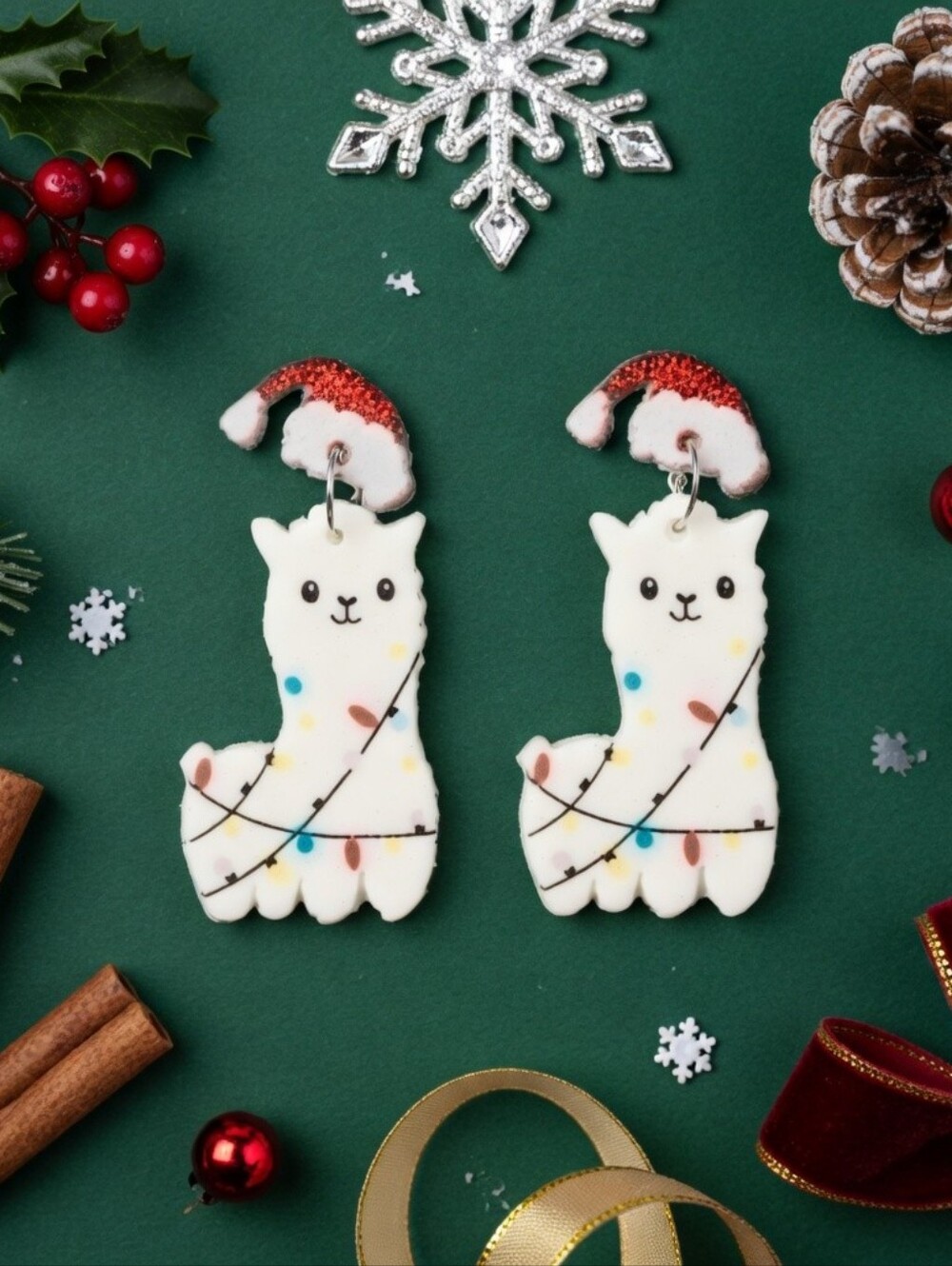 MODCLOTH CHRISTMAS ALPACA EARRINGS - Picture 3 of 5